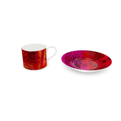 Scarlet Reign Latte Cups and Saucers (Set of 4)