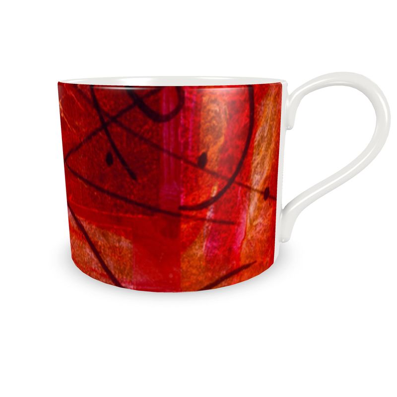 Scarlet Reign Latte Cups and Saucers (Set of 4)